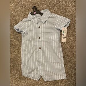 New Carter's Child of Mine Baby Boy Romper, Onepiece Blue White 12 months 12m